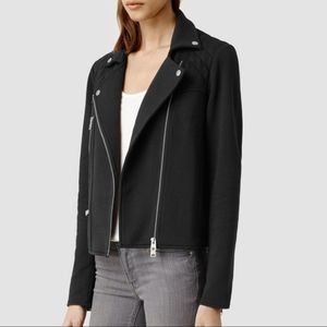 All Saints jacket kit biker sweat black sz 0